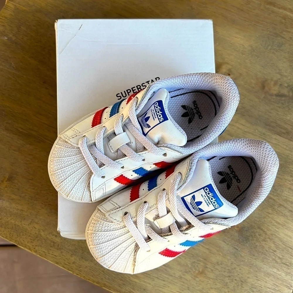 Adidas Red White & Blue Superstarts❤️🤍💙 - Picture 3 of 11